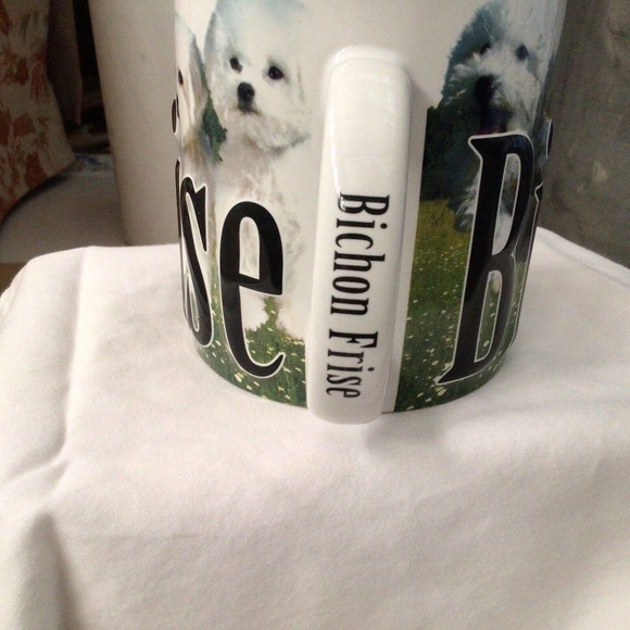 PRECIOUS Large White Mug Cup Americaware 2014 BICHON FRISE Dog Color Photo - Picture 2 of 10